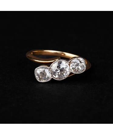 Art Deco three diamond ring - 1