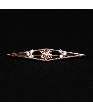 Gold vintage brooch with diamonds - 1