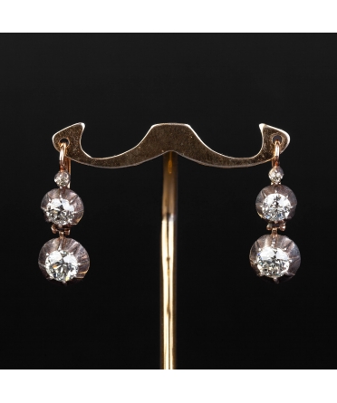 Gold diamond earrings from XIX century - 1
