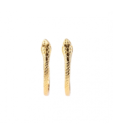 Goldplated snake hoop earrings made of bronze - 1