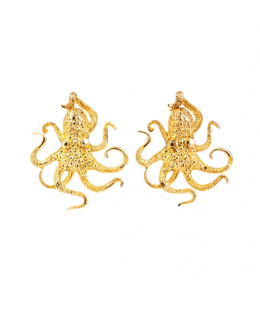 Goldplated bronze octopus earrings - 1
