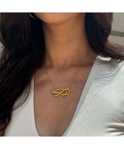 Goldplated snake necklace made of bronze II - 2