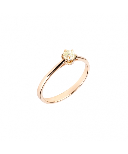 Złoty pierścionek zaręczynowy z diamentem Light Yellow - 2